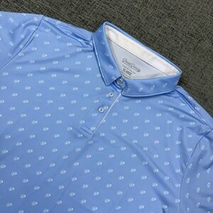 Good Good Golf Polo Shirt Women's XL Blue Stretch Performance All Over Print